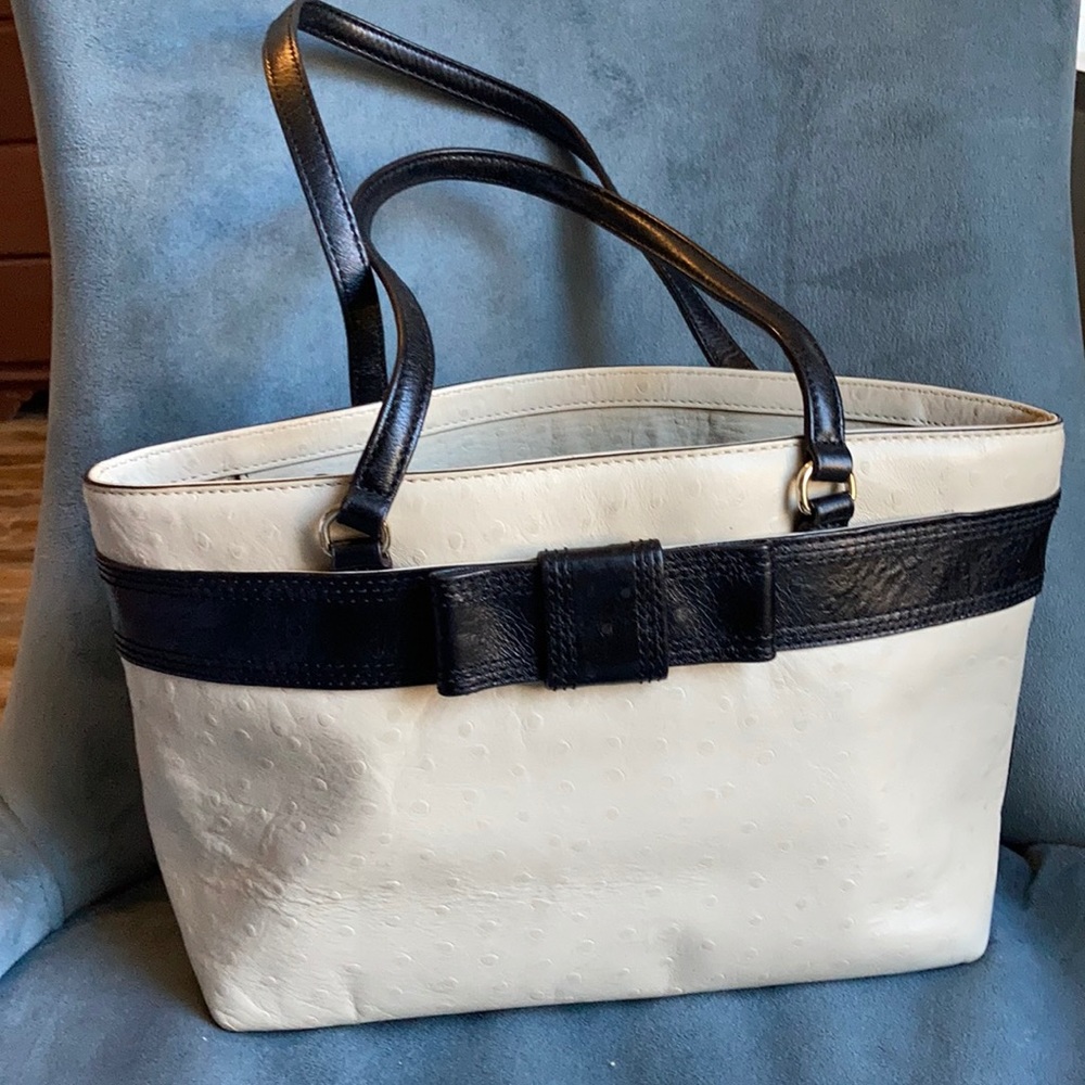 Coach Purse Cream with Black Trim and Bow